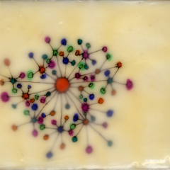 Connections 002 - Encaustic mixed media painting by Marilyn Fenn