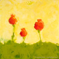 Impression of Poppies - Encaustic painting by Marilyn Fenn