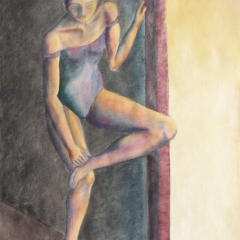 Dancer in the Wings - Watercolor Crayon Painting by Marilyn Fenn
