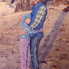 Dar and Dessa at Bandon by the Sea - Pastel Drawing by Marilyn Fenn