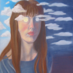 Girl with Sun and Moon in Her Eyes - Pastel Drawing by Marilyn Fenn