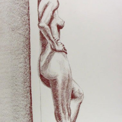 Nude  08 at Vanishing Point - Life drawing by Marilyn Fenn