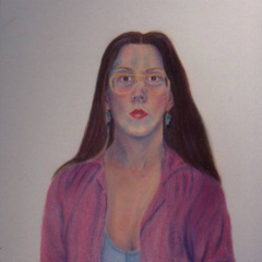 Self Portrait 02 - Conte crayon drawing by Marilyn Fenn