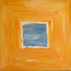 Blue Square in Yellow - Oil painting by Marilyn Fenn
