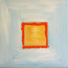 Yellow Square in Blue - Oil painting by Marilyn Fenn