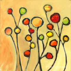 Lollipop Garden - Small oil painting by Marilyn Fenn