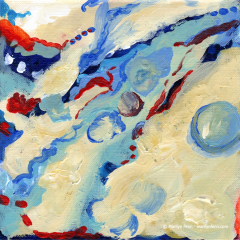 Painting On The Train In Vain - Small acrylic painting by Marilyn Fenn