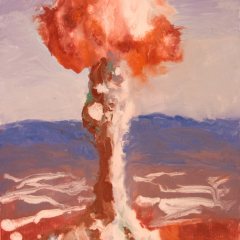 Nuclear Bomb Buster Jangle Charlie - Encaustic painting by Marilyn Fenn