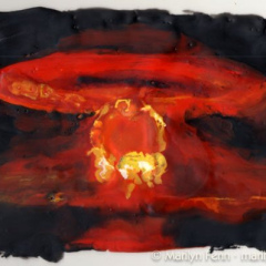 Nuclear Bomb Castel Romeo - Encaustic painting by Marilyn Fenn