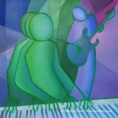 Chris and Brad at Donn's - Oil painting by Marilyn Fenn