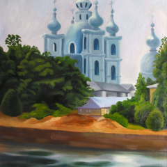 Onion Dome Church On The Neva - Oil painting by Marilyn Fenn