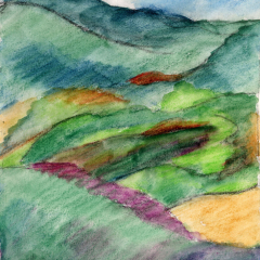 Road to La Verna - Watercolor crayons sketch by Marilyn Fenn