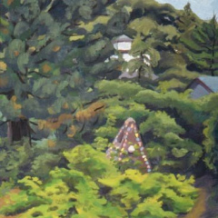 Pyramid Sculpture at Oxbow - Oil painting by Marilyn Fenn
