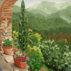 Rain Coming Giogalto - Oil painting by Marilyn Fenn