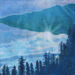 Sunrise at Crater Lake - Mixed media drawing by Marilyn Fenn