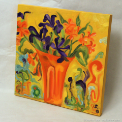 Frogs and Snails and Wiggledy Tails - medium abstract oil painting by Marilyn Fenn
