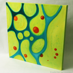Your Molecular Structure is Looking Mighty Fine Today - medium abstract oil painting by Marilyn Fenn