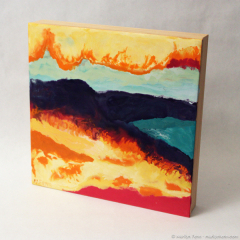 California Burning - small abstract landscape encaustic painting by Marilyn Fenn