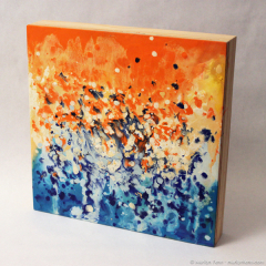 Cel Effervescence - small abstract encaustic painting by Marilyn Fenn