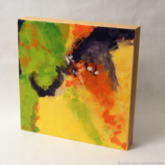 Grandma was a Stromatolite - small abstract encaustic painting by Marilyn Fenn