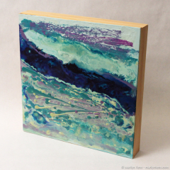 Twilight Town - small abstract encaustic painting by Marilyn Fenn