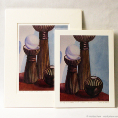 Still Life with Wooden Candle Holders - giclée prints by Marilyn Fenn