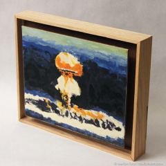 Nuclear Bomb Plumbob Priscilla - small landscape encaustic painting by Marilyn Fenn