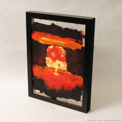 Nuclear Bomb Castle Romeo - small landscape encaustic painting by Marilyn Fenn