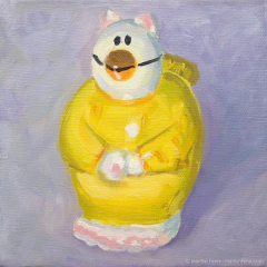 Catbird salt shaker - painting by Marilyn Fenn