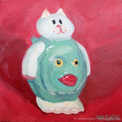 Catfish pepper shaker - painting by Marilyn Fenn