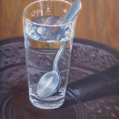 Glass and Spoon - Oil Painting by Marilyn Fenn
