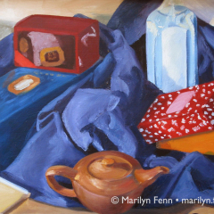 Still Life with Teapot and Boxes - Oil Painting by Marilyn Fenn
