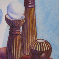 Wooden Still Life - Watercolor Pencil Painting by Marilyn Fenn