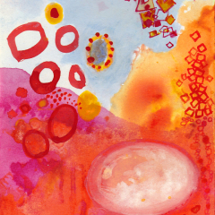 Banzai! - Mixed media painting on paper by Marilyn Fenn