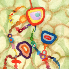 Dunk - Small abstract painting on paper by Marilyn Fenn
