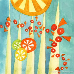 Embarrassingly Twee - Small abstract painting on paper by Marilyn Fenn