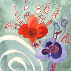 Its Spring! - Small abstract painting on paper by Marilyn Fenn