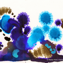 Neptunian Cactus - Small abstract ink painting by Marilyn Fenn