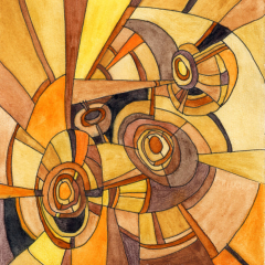 Homage to Lee B. 08 - Small abstract painting on paper by Marilyn Fenn