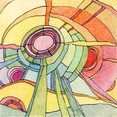 Not-So-Daily-Sketch 04 (Homage to Lee B. 06) - Small abstract painting on paper by Marilyn Fenn