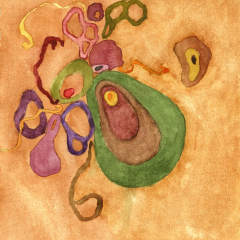 This is Not an Italian Tile - Small abstract painting on paper by Marilyn Fenn
