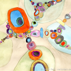 Yabbadabbadabacus - Small abstract painting on paper by Marilyn Fenn